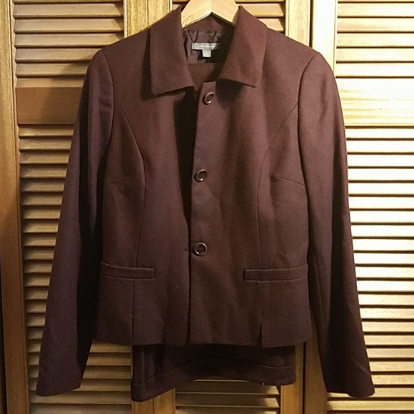 Ann Taylor wool suit, red/black, sz 8 - Picture 1 of 7